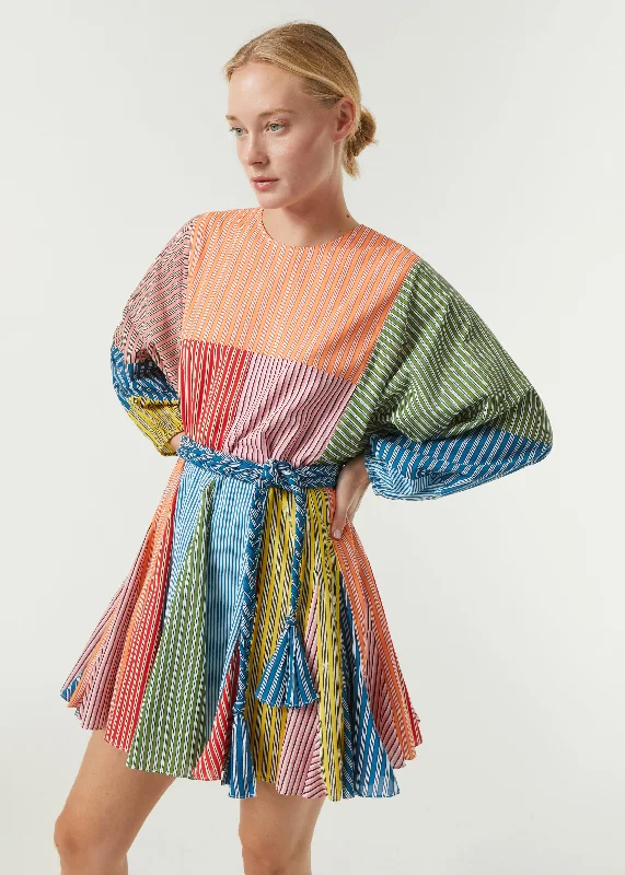 Green Tag SaleElla Dress | Multi Stripe Patchwork