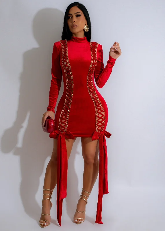 Non - Refundable SaleFierce Embrace Velvet Mini Dress Red