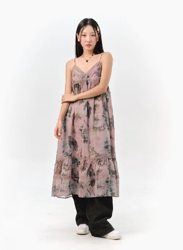 Sale EventFloral Sleeveless Maxi Dress IS301