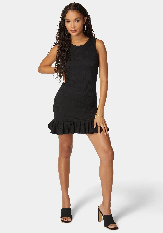 Hot DealsFounce Hem Rib Dress