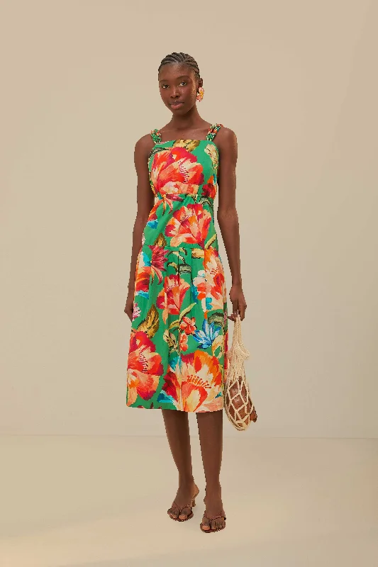 Discount OfferGreen Tropicart Sleeveless Midi Dress