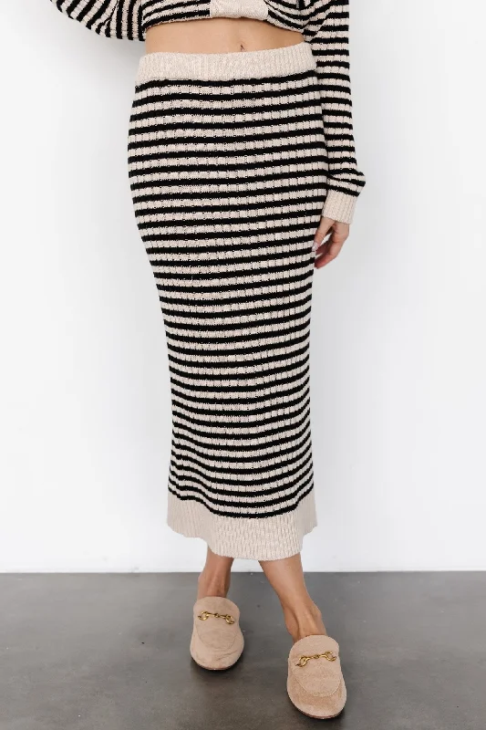 Early Bird SpecialJustina Striped Knit Skirt | Black + Cream