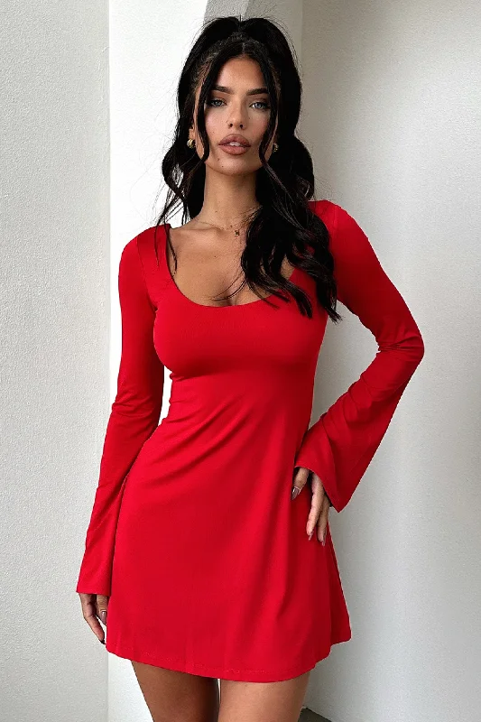 Special PromotionMarcia Long Sleeve Dress - Red