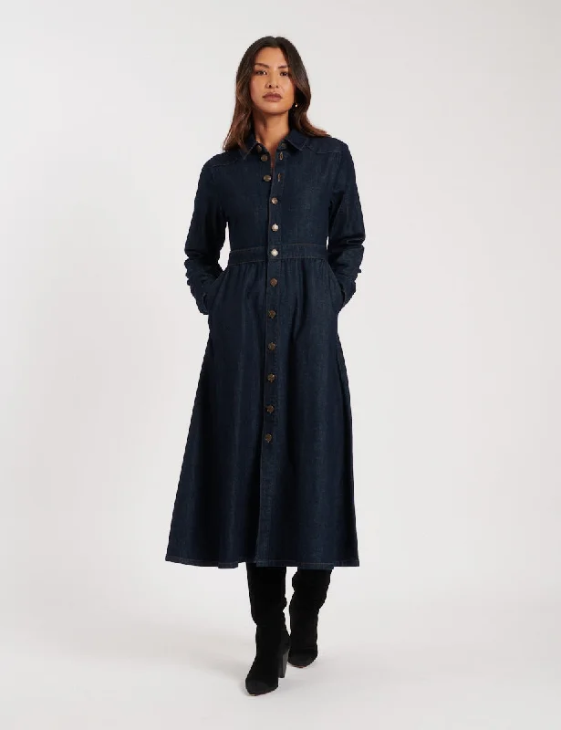 Value - for - MoneyDark Wash Denim Graceland Midi Shirt Dress