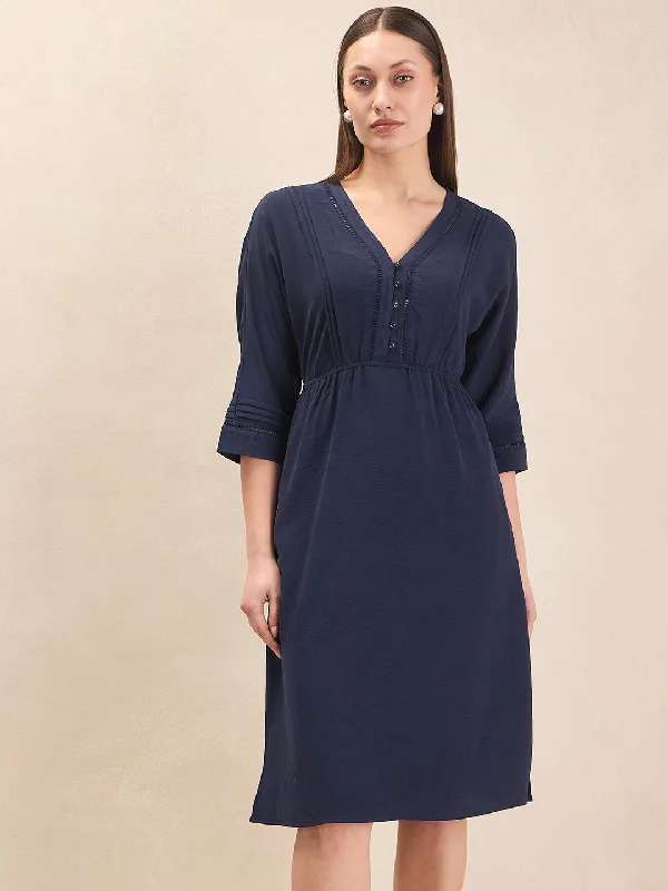 Exclusive AccessNavy Laced Midi Dress