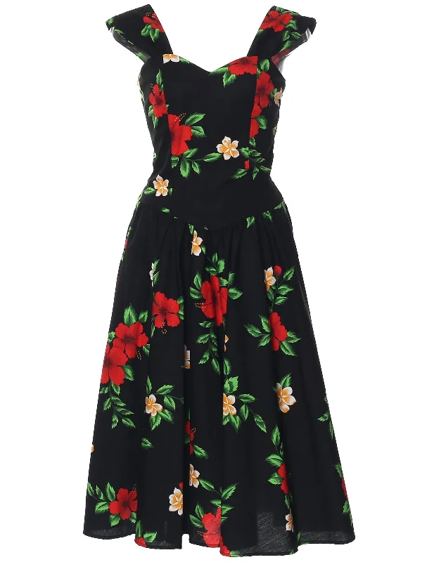 Great SavingsRed Hibiscus Sundress with Smock Back