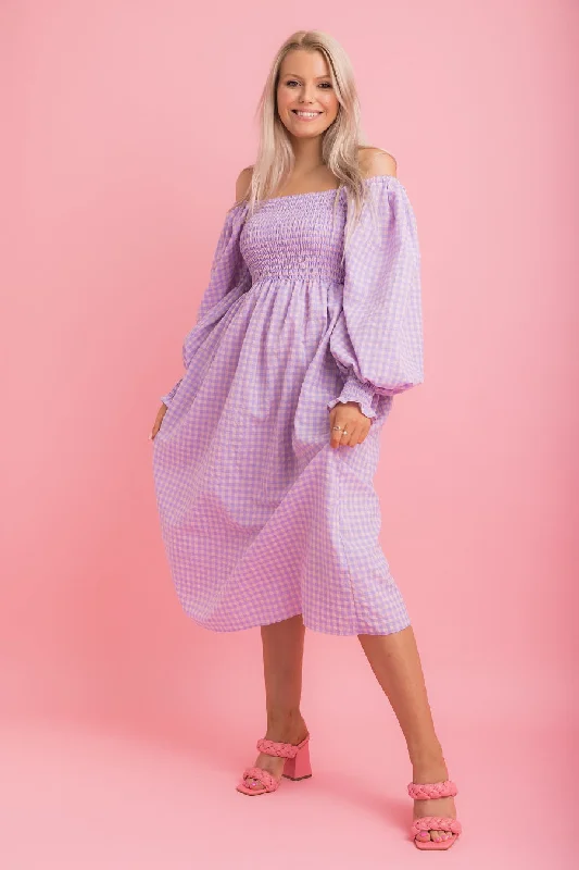 Last Chance SaleSara Midi Dress Lilac Gingham