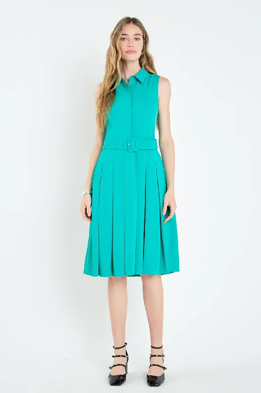 Limited Time OfferSleeveless Pleated Midi Dress