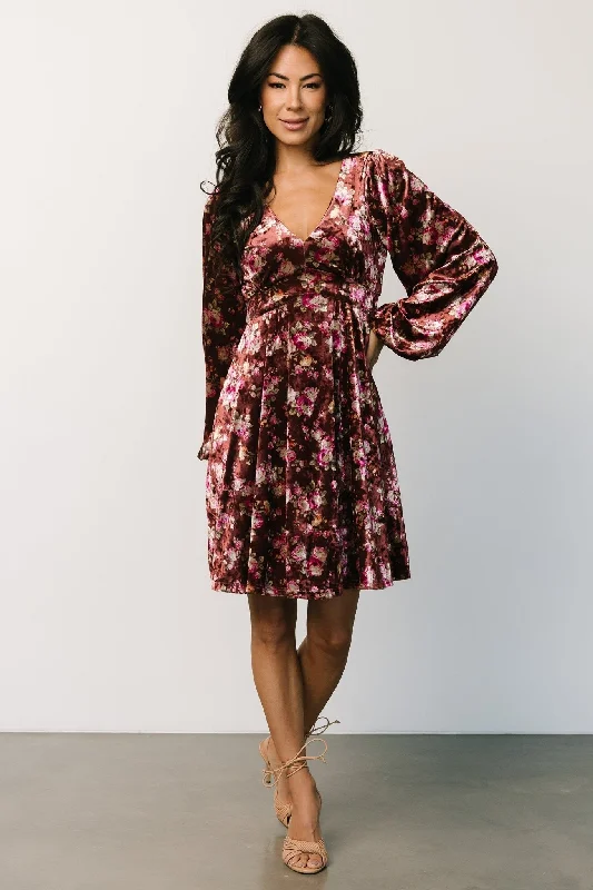 Price SlashTeri Velvet Short Dress | Auburn Multi