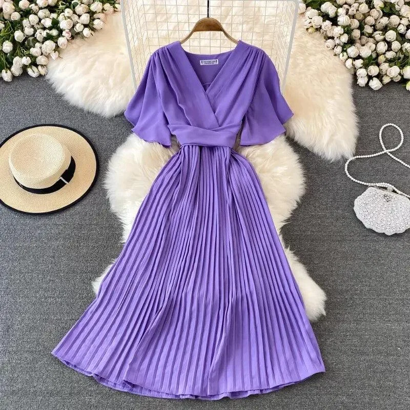 Promotion CodeTerry Pleated Luxe Summer Dress