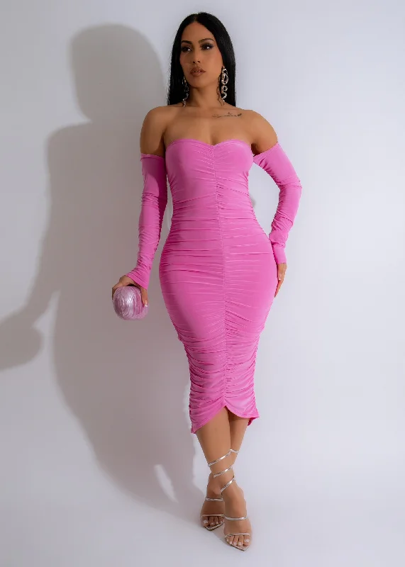 Revamp Your Home SaleVibrant Charm Ruched Midi Dress Pink