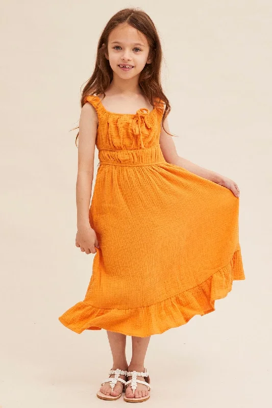 Mother's Day SaleYellow Kids Gathering Bust Midi Dress