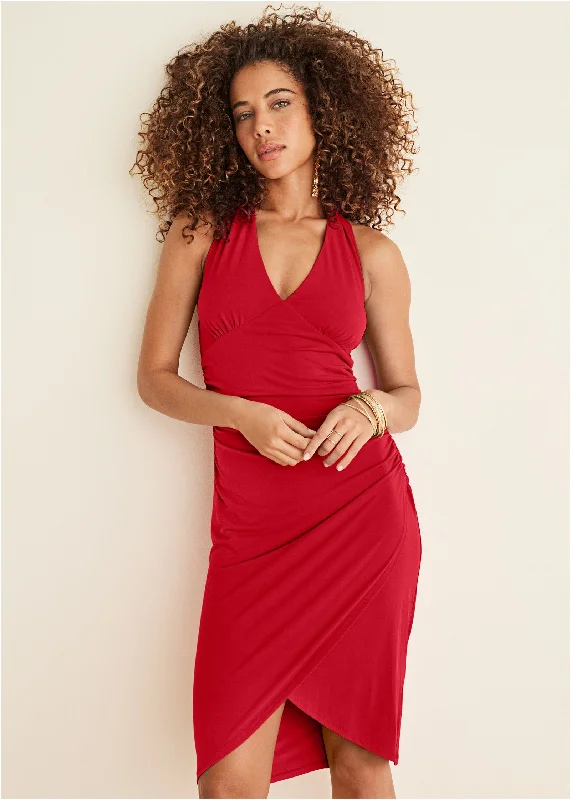 Final SaleHalter Wrap Dress - Red